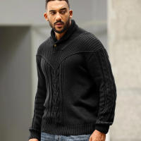 Suéter De Punto Para Hombre Invierno Cuello En V Casual Con Botones Color Sólido Ternura De Lana Suave Estilo Clásico Pullover De Ochenta Y Seis Piezas - details 5