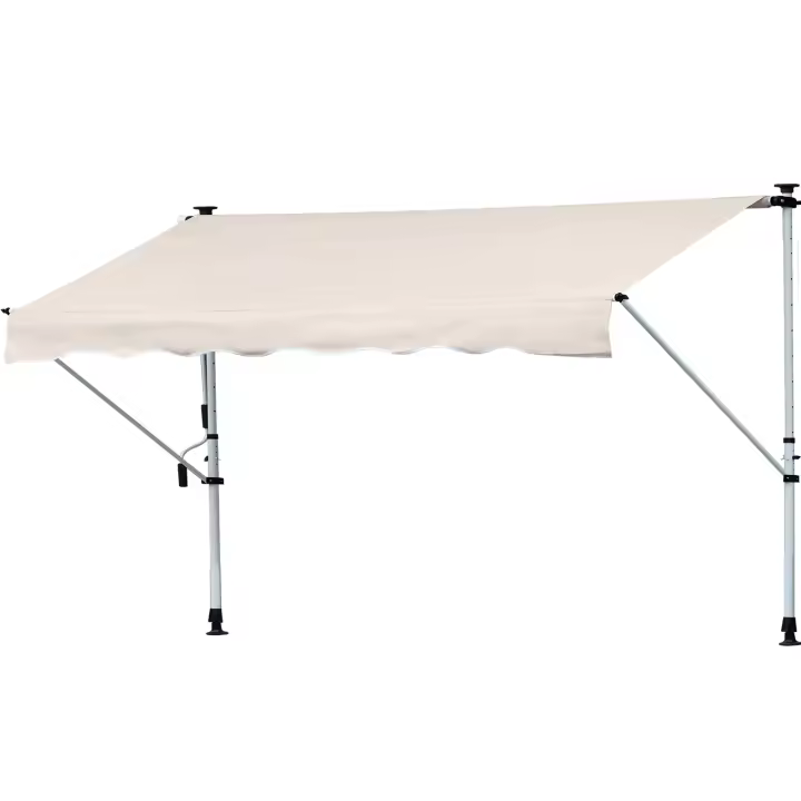 Outsunny Toldo Manual Retráctil para Exterior 400x120x170-280 cm Toldo Enrollable Altura Ajustable con Manivelapara Balcón Jardín - 1