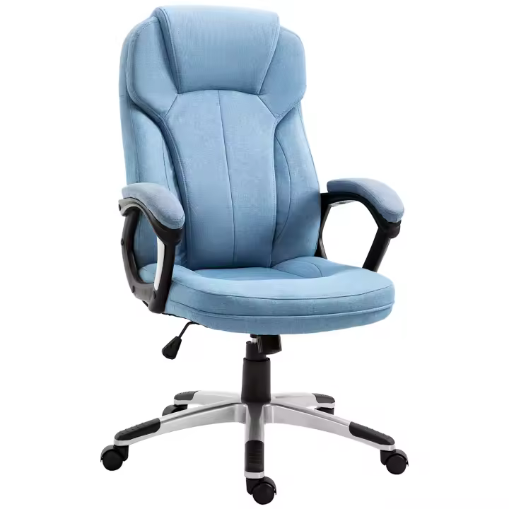 Vinsetto Silla de Oficina Giratoria Silla de Escritorio Ergonómica con Altura Ajustable Reposabrazos y Respaldo Alto Tapizado en Lino Ruedas 66x75x110-120 cm - 1