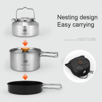 Set De Cocina Para Camping Leaftour En Acero Inoxidable: Olla Vaso Y Sartén Essentials Para Cocinar Al Aire Libre Para 2-3 Personas - details 3