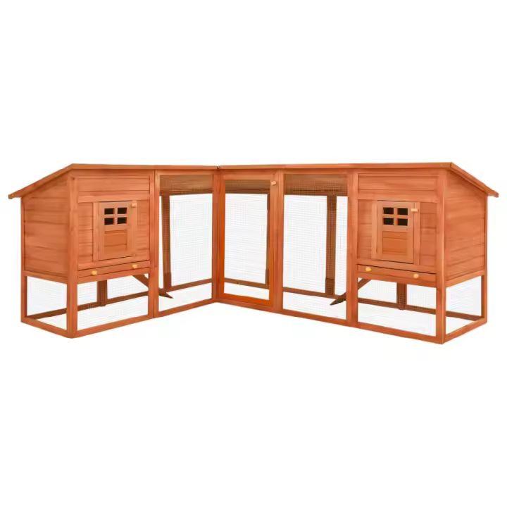 vidaXL CONEJERA DE EXTERIOR CON CORREDOR MADERA MACIZA ABETO MARRÓN - 1