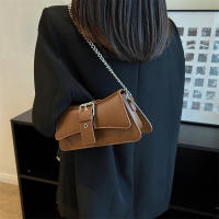 Bolso De Hombro PU Cuero Pequeño Para Mujer Color Sólido Con Cadena Vintage Lujo Monedero Bandolera De Moda Para Dama - details 13