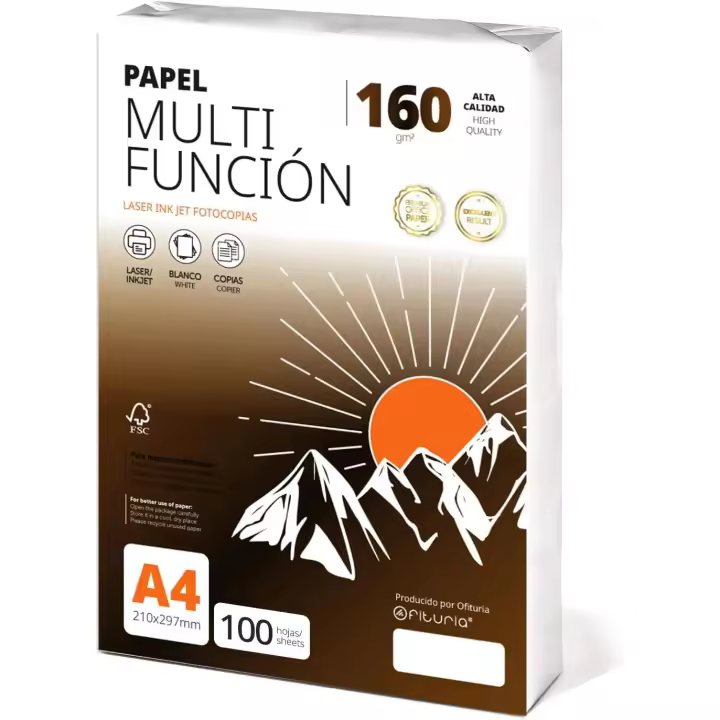Folios a4 160gr 100 hojas, Papel Multiusos para Impresora, Folios para Impresoras Láser y de Inyección, Fotocopiadora, Para uso Oficina, Material Escolar, Paquete de folios - Ofituria - 1