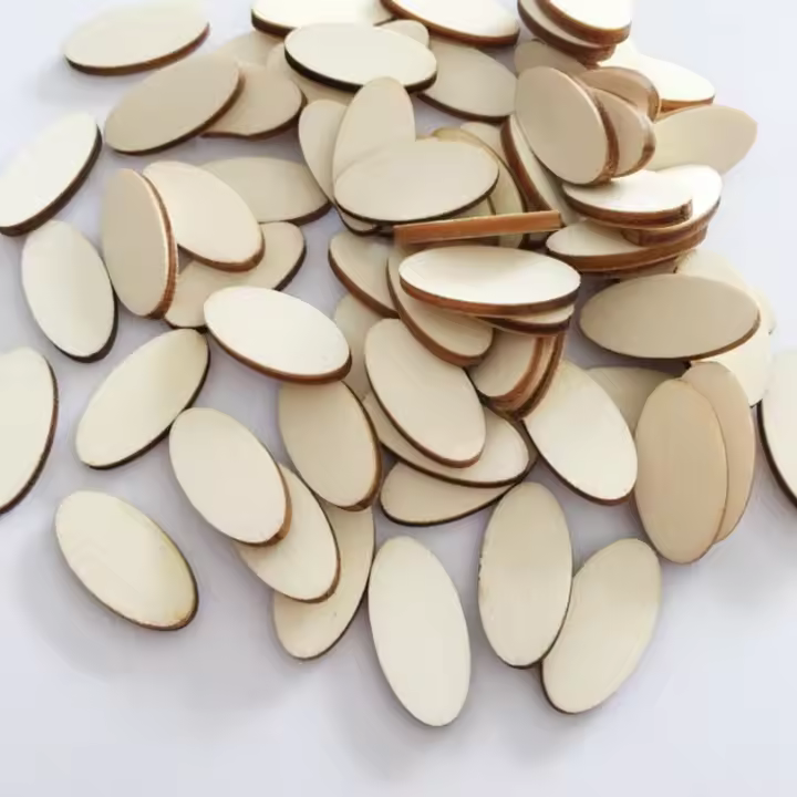 100PCS Cortes De Madera Ovalada Natural Para DIY Manualidades Rusticas Piezas De Madera Para Centro De Mesa De Boda Navidad - 1