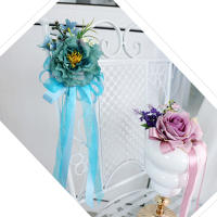 Flores Artificiales De Seda Para Decoración De Boda Y Fiesta Accesorio Para Automóvil Asiento De Silla Puerta Decoración De Casa Regalo De Manualidades - details 2