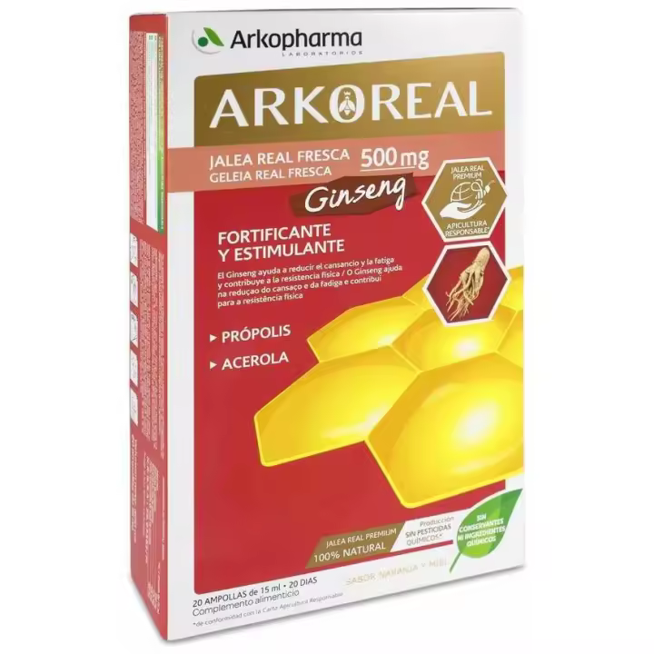 Arkopharma Arkoreal Jalea Real Energía Con Ginseng Sin Azúcares 20 Ampollas - 1