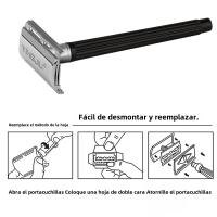 Afeitadora Manual Clásica Para Hombres 1 Mango + 1 Hoja De Afeitar Seguridad Doble Láminas Metal Tradicional Afeitado Femenino Y Masculino - details 0