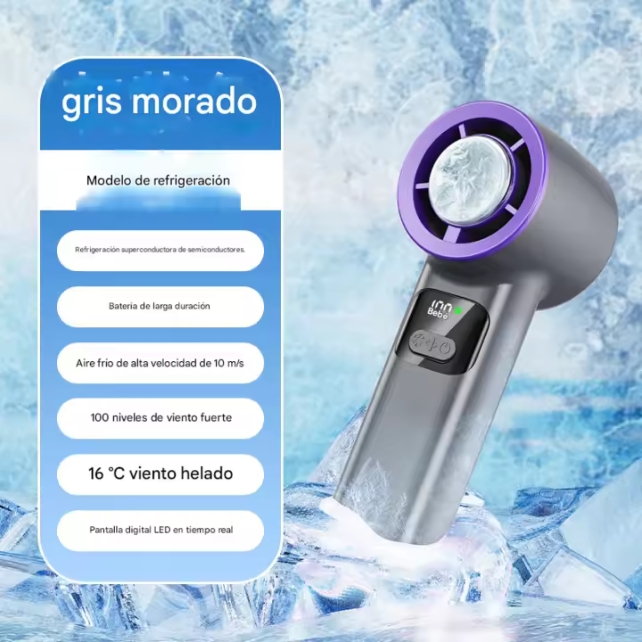 ¡Novedad 2025! Ventilador portátil de enfriamiento termoeléctrico - 100 velocidades, sin aspas, recargable con pantalla digital. - 1