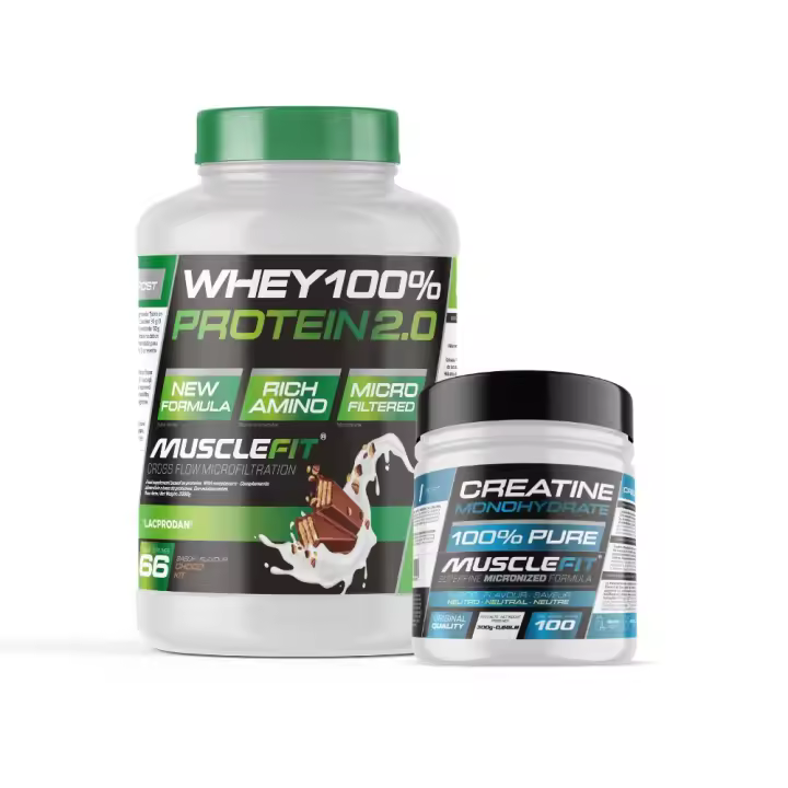 Pack Whey 100% Protein 2000g + Creatina 300g MuscleFIt + (regalo)  MuscleVip  Aumento Muscular - 1