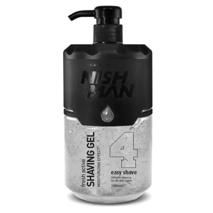 NISHMAN Gel de Afeitado 04 - Easy Shave 1000ml - Para un Afeitado Suave, Hidratante y Nutritivo - Protección Perfecta para una Piel Suave - Fragancia Fresca y Duradera - Cuidado Masculino - 1