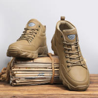 Zapatos De Correr Para Hombre Antideslizantes Hechos a Mano En Cuero Casual Botas De Tobillo Transpirables Zapatillas De Caminar Con Cordones Ligeros - details 9