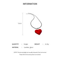Collar Colgante Corazón Rojo Para Mujeres Y Niñas Cadena De Cuero Negra Con Cristal De Vidrio Joyería Y2k Regalo Para Amigos - details 0
