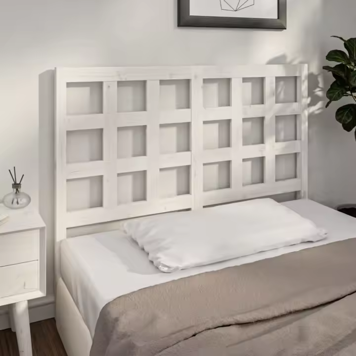 vidaXL Cabecero de cama madera maciza de pino blanco 125,5x4x100 cm - 1