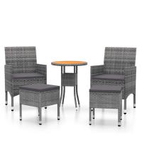 vidaXL Juego de muebles de jardín de 5 piezas ratán sintético gris - details 1