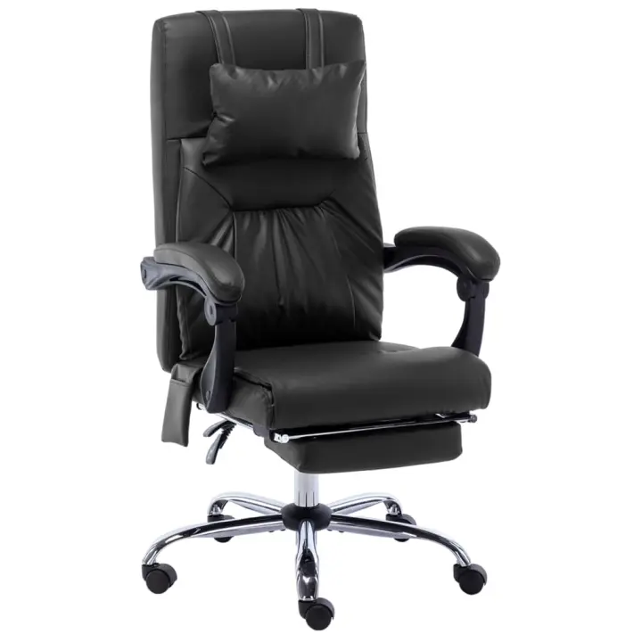 Silla de Masaje Ergonómica de Cuero Sintético Negro - 1