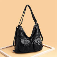 Mochila Vintage De Cuero Sintético Para Mujer Diseñadora 3 En 1 2024 Bolso De Escuela Viaje Mochila Para Damas - details 5