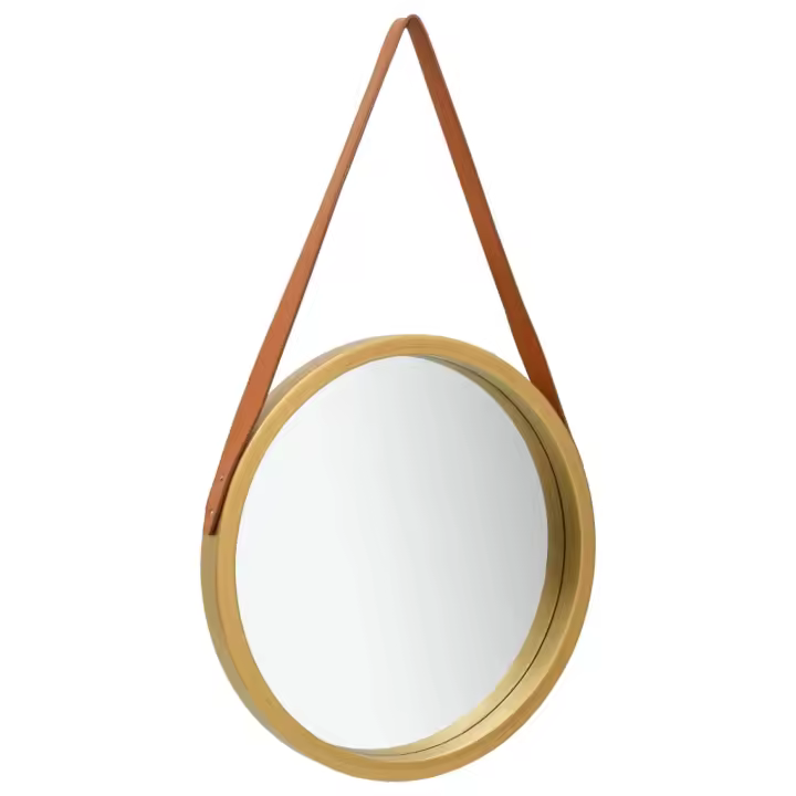 vidaXL Espejo de pared con correa dorado 40 cm - 1