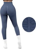 Leggings Ribbed Para Mujer Cintura Alta Sin Costuras Push up Glúteos Yoga Gimnasio Fitness Control Abdominal Running Tights - details 1