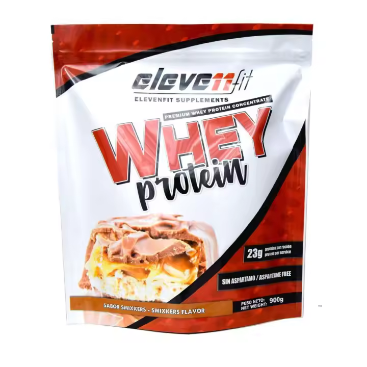 Eleven Fit Proteina Whey Pro, Concentrado de Suero / Aumenta Masa Muscular / BCAA's y Antioxidantes / Refuerza Huesos y Defensas / Bajo en Grasas y Carbohidratos, Sabor Smixkers, 900GR - 1
