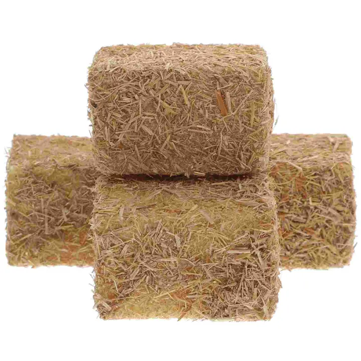 4 Pcs Mini Haystack Decoraciones De Halloween Simuladas Paja En Madera Accesorios De Jardín Para Niños Adornos De Escena De Yarda - 1
