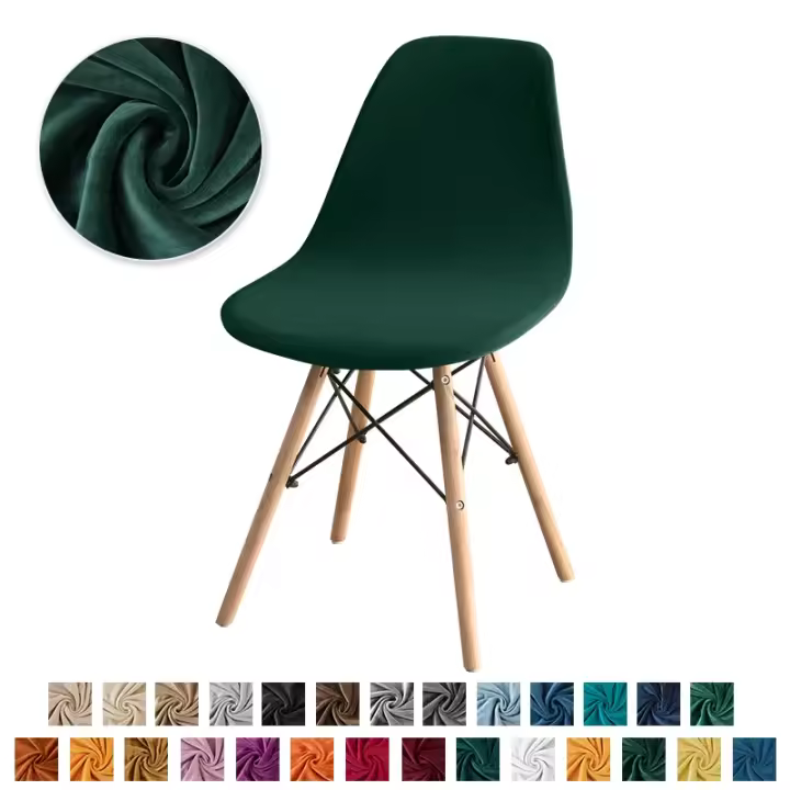 Cubierta De Silla De Velvet Shell Stretch Spandex Para Mesa De Comedor Color Sólido Elástica Para Boda Hotel Banquete - 1