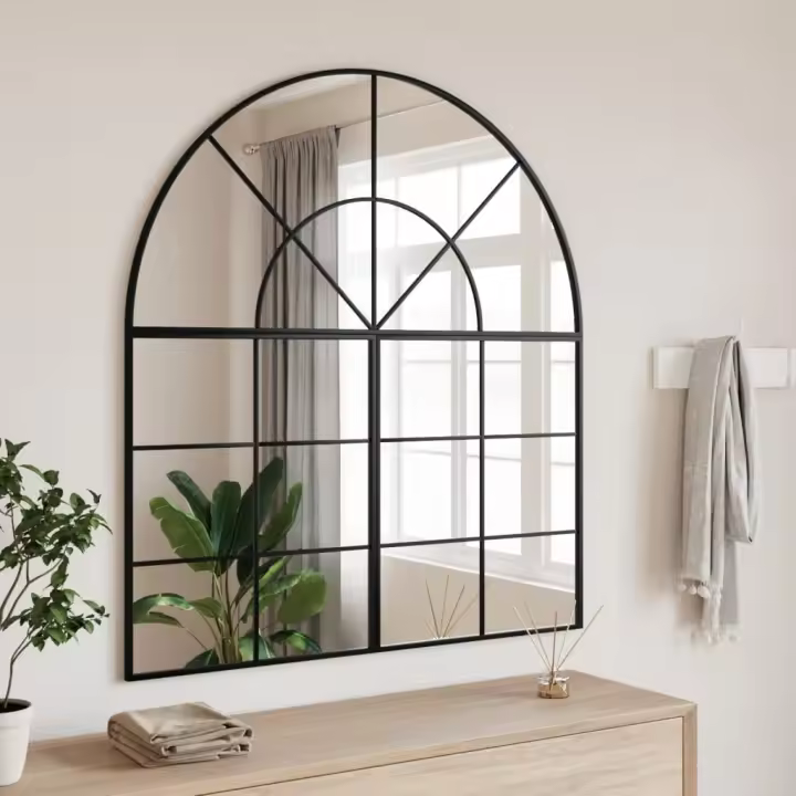 Espejo de pared arco de hierro negro 100x50 cm - 1
