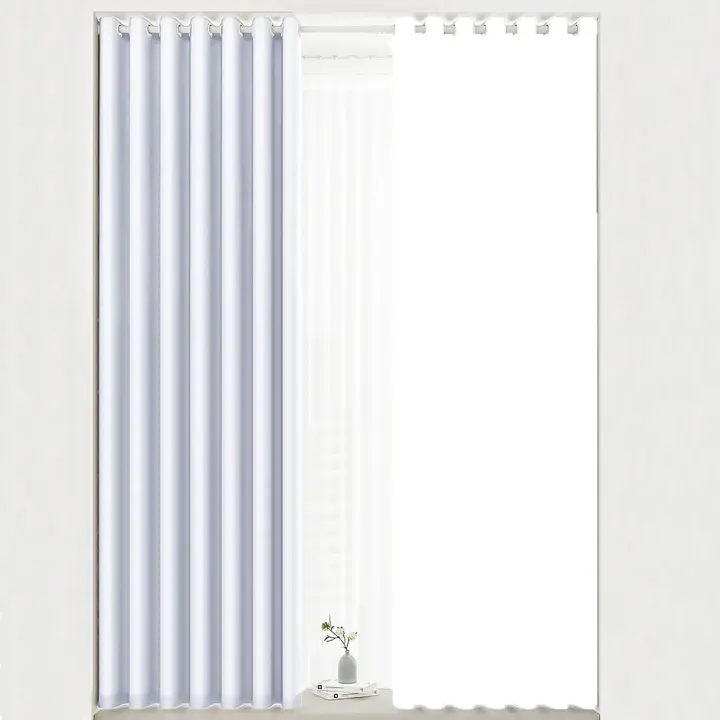 Shoppe house - Cortina Opaca 140 x 175 para Salón Dormitorio - Cortina para Habitación Color Solido - Cortina Lisa Suave con Ojales para Ventanas - 1