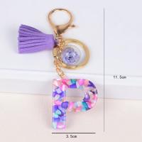 Llavero Con Inicial Colorido Y Borla Morada Para Mujeres Y Niñas Colgante Para Bolso Y Billetera Material De Resina Estilo Clásico - details 7