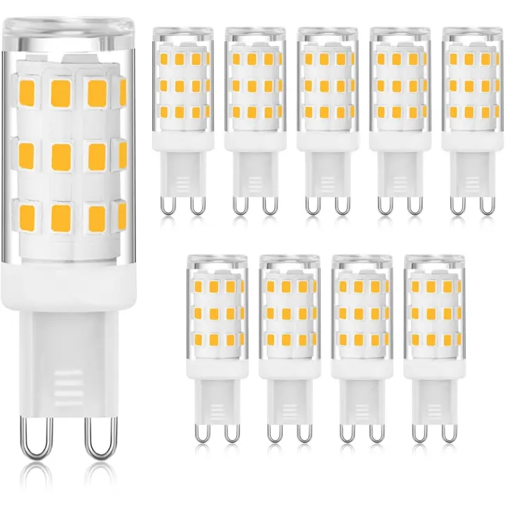 Bombilla LED G9 de 3 W, luz blanca cálida de 3000 K, casquillo G9 de dos pines (equivalente a halógeno de 40 W), bombillas G9 de bajo consumo para candelabros, sin parpadeo, no regulables, paquete de 10 [clase energética E] - 1