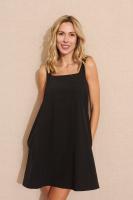 VESTIDO CORTO NEGRO SUSAN - Vestido Corto Negro, Cuello Cuadrado, Liso, Vintage, Elegante, Cómodo, Fluido, Poliester, Polyester, Rayon, Chinlon, Primavera Verano para Mujer - details 2