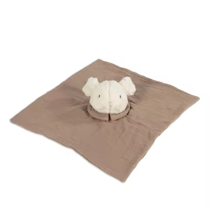 Walking Mum Dou Dou Ratoncito Poppy - Peluche de bambula musgo para relajar al bebé - 32x32 cm - 1