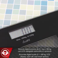 MAGEFESA GOODFIT 1500 Báscula de Baño de Color Negro con Pantalla de 75x31mm, Batería de Litio, Sensor de Alta Precisión - details 2