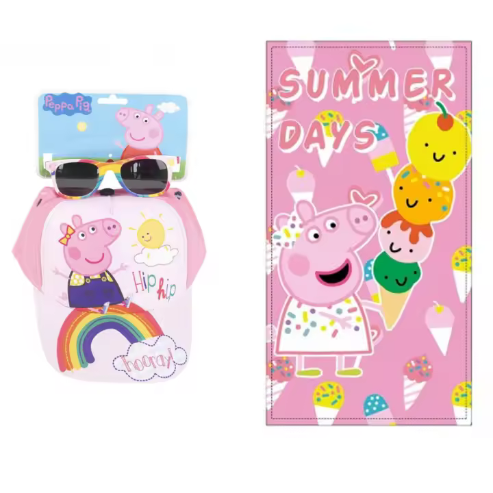set gorra con gafas y peppa pig toalla microfibra para ducha o para playa 70*140cm peppa pig - 1
