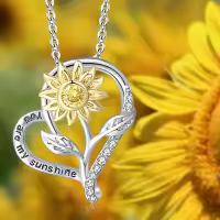Collar Girasol de Ley para Mujeres Niñas Collar, Collar de Corazón mujer Cadena ajustable Collar - details 0