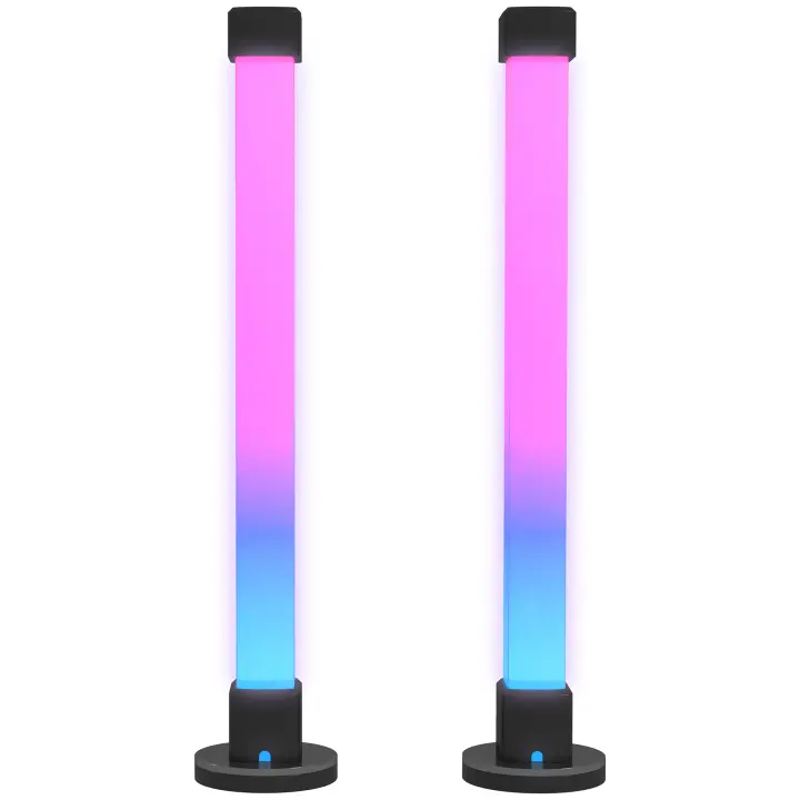 HOMCOM Conjunto de Lámparas de Mesa Inteligente Lámparas de Mesa LED con Control Remoto App Bluetooth Sincronización con Música y Temporizador para Salón Sala de Juegos Dormitorio Blanco - 1