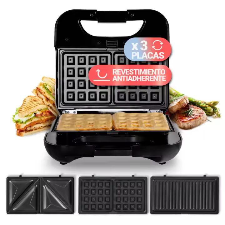 UNIVERSALBLUE Universalblue Grill, Sandwichera y Gofrera 700W - Placas Intercambiables Spicy Grill Plus 5008X - 1