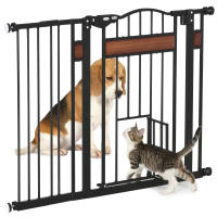 PawHut Barrera de Seguridad Extensible para Puertas y Escaleras Barrera para Perros Medianos con Altura Ajustable Cierre Automático y Sistema de Doble Bloqueo 93x76,2 cm Negro - details 0