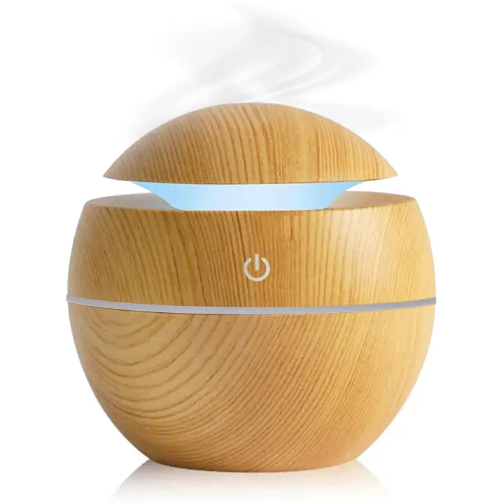 mini essential oil diffuser humidifier wood effect ultrasonic purifier with colorful led lights - 1