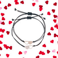 MOANATURA Pulseras Hermanas para 2. Pulseras de Amistad. Pulseras de Cordones con dos Corazones. Pulseras con Mensaje a Juego para Dos Hermanas, Amigas o Novios. - details 1