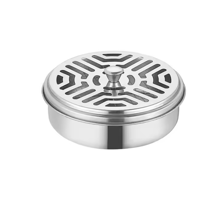 Caja De Incienso Contra Mosquitos De Acero Inoxidable Con Tapa Placa De Incienso Para Uñas Y Dientes Trayectoria De Fuego - 1