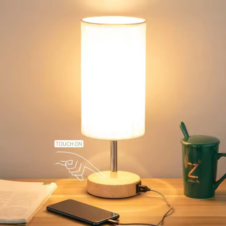 SOMY Lámparas de noche con control táctil, 3 temperaturas de color y brillo continuo, puertos de carga USB, lámparas de noche para sala de estar, dormitorio, lámpara de noche - 1
