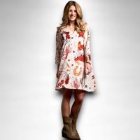 Vestido Far West Anabel Lee Mujer | Camisero Evasé Oversize | Estampado All-Over "Donde Piso Dejo Huella" - details 0