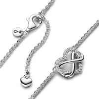 Collar Pandora Moments Infinity Heart, plata de ley S925, con incrustaciones de circonita cúbica transparente - details 1