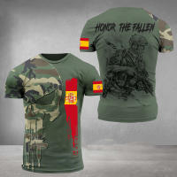 Camiseta De Verano Para Hombre Estilo Militar Con Estampado De Bandera Diseño Oversize Cuello Redondo Manga Corta Moda Casual - details 7