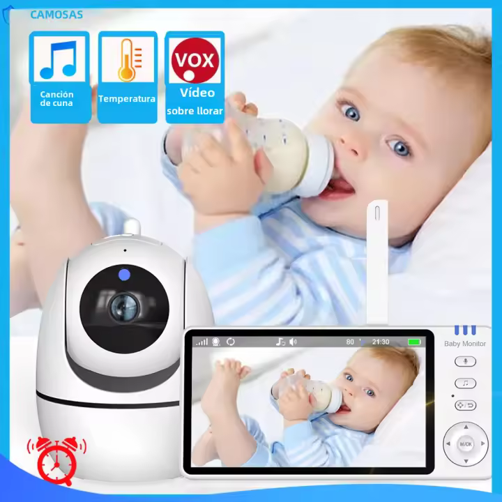 Monitor De Bebé Con Cámara De Video Y Audio 5 Pulgadas Pantalla Táctil Monitor De Seguridad Para Niños Mostrador De Temperatura Batería De 22H Nanny Camera - 1