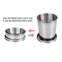 Copa De Agua Retráctil Y Plegable Con Llavero De Acero Inoxidable Para Viajes Y Exteriores Copa Dobladita Ecológica Con Manija - details 4
