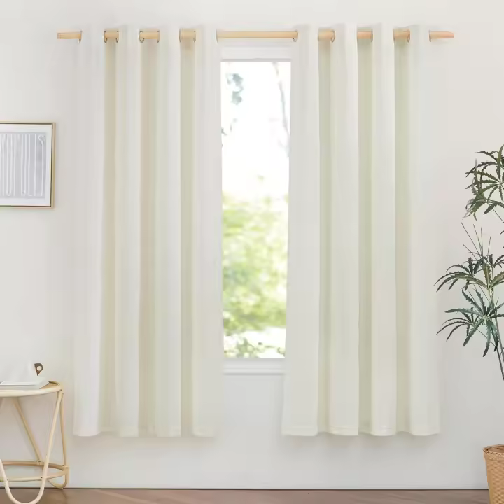 PONY DANCE Cortinas Salon 2 Piezas de Lino 140x245cm(AnchoxAlto), Visillos Dormitorio Beige Translúcidas con Ojales Visillos para Ventanas de Habitacion Infantiles, Crema - 1