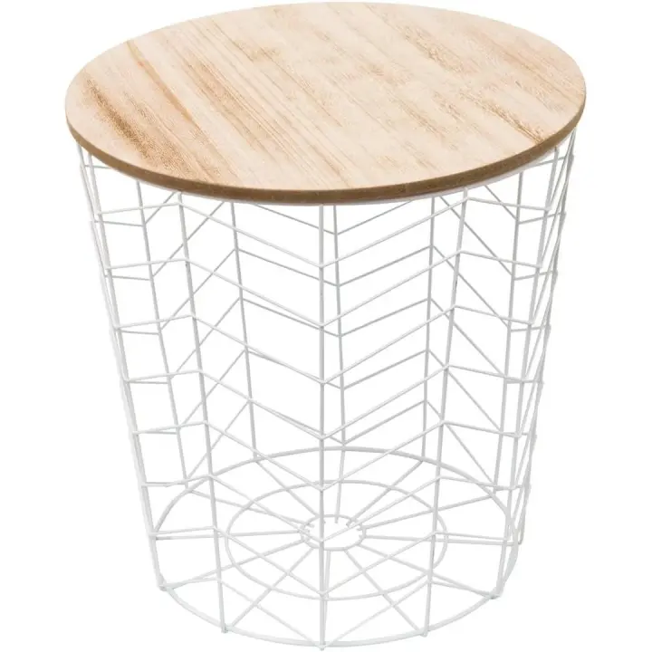 STARLEY- Mesa Auxiliar Nórdica Con Tapa De Madera Extraíble Mesita De Centro Para Café Té Estructura Metálica Pone Salón Dormitorio Habitación Mesita De Centro Cónica 39X38cm - 1