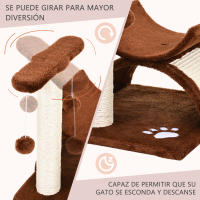PawHut Árbol Rascador para Gatos Pequeños 43 cm Torre para Gatos con Poste Giratorio con Bolas de Juego Plataforma y Caseta 40x30x43 cm - details 4
