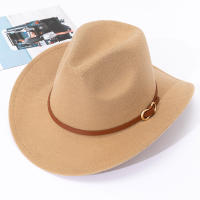 Sombrero De Paja Suave Británico Para Hombres Y Mujeres Sombrero De Jazz De Cuero Genuino Estilo Cowboy Occidental Con Borde Plano - details 6